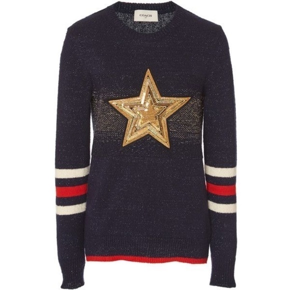 Coach 1941 Wool Glitter Star Crewneck Sweater - Picture 5 of 12